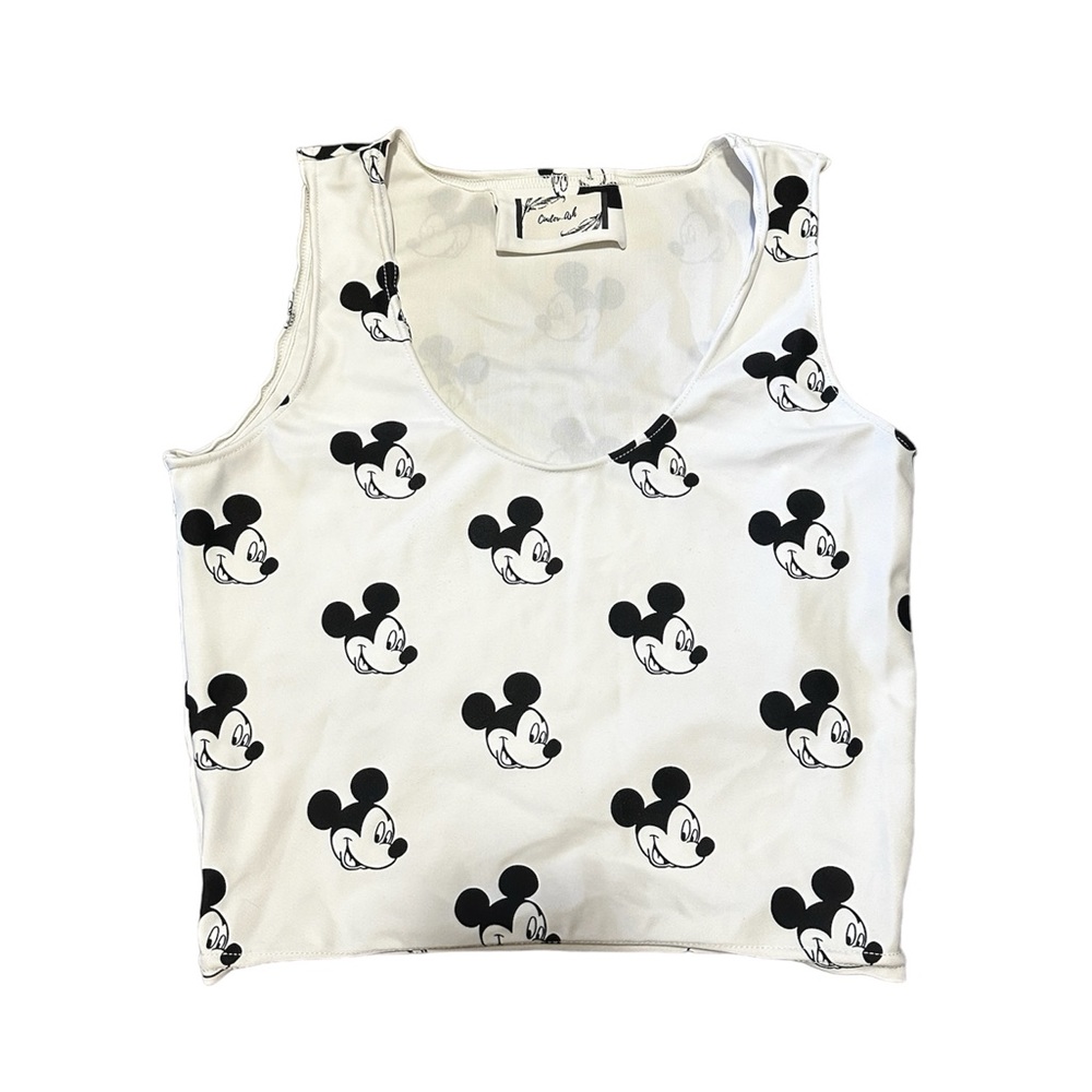 Mickey Mouse Crop Top White & Black Custom